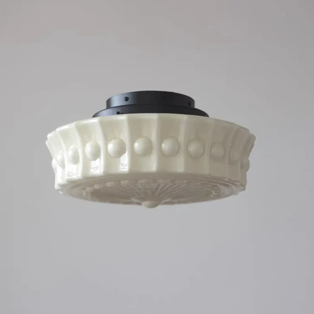 Plafonnier design rétro en verre sculpté ambiance raffinée