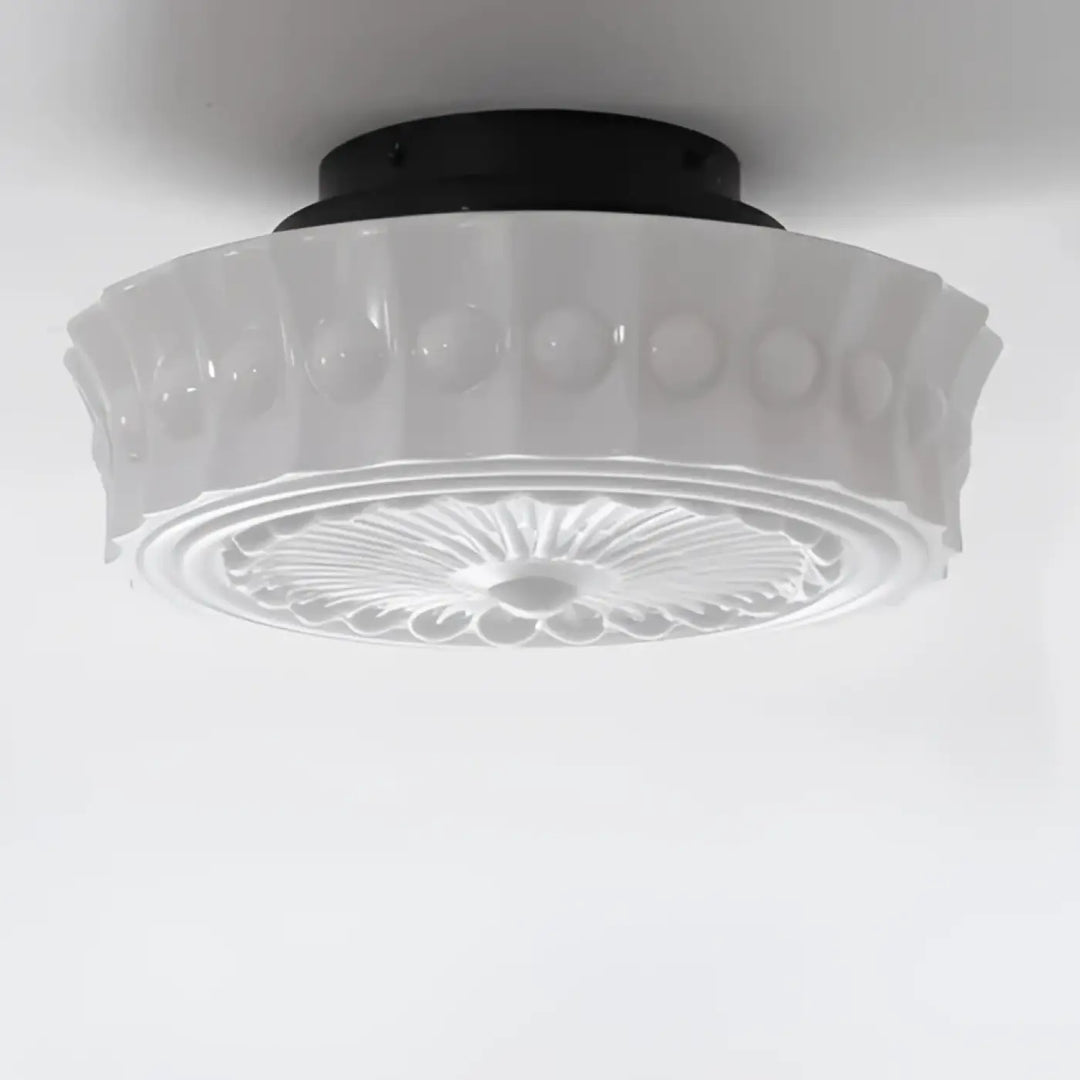 Plafonnier design rétro en verre sculpté ambiance raffinée