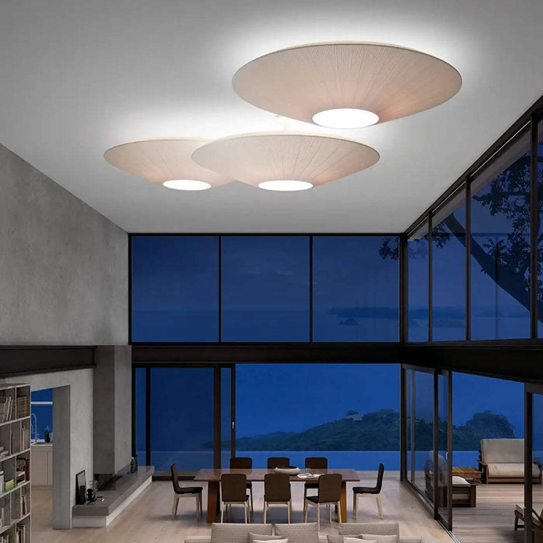 Plafonnier Design Rond Effet Tissu Lumineux Et Sculptural Élégant