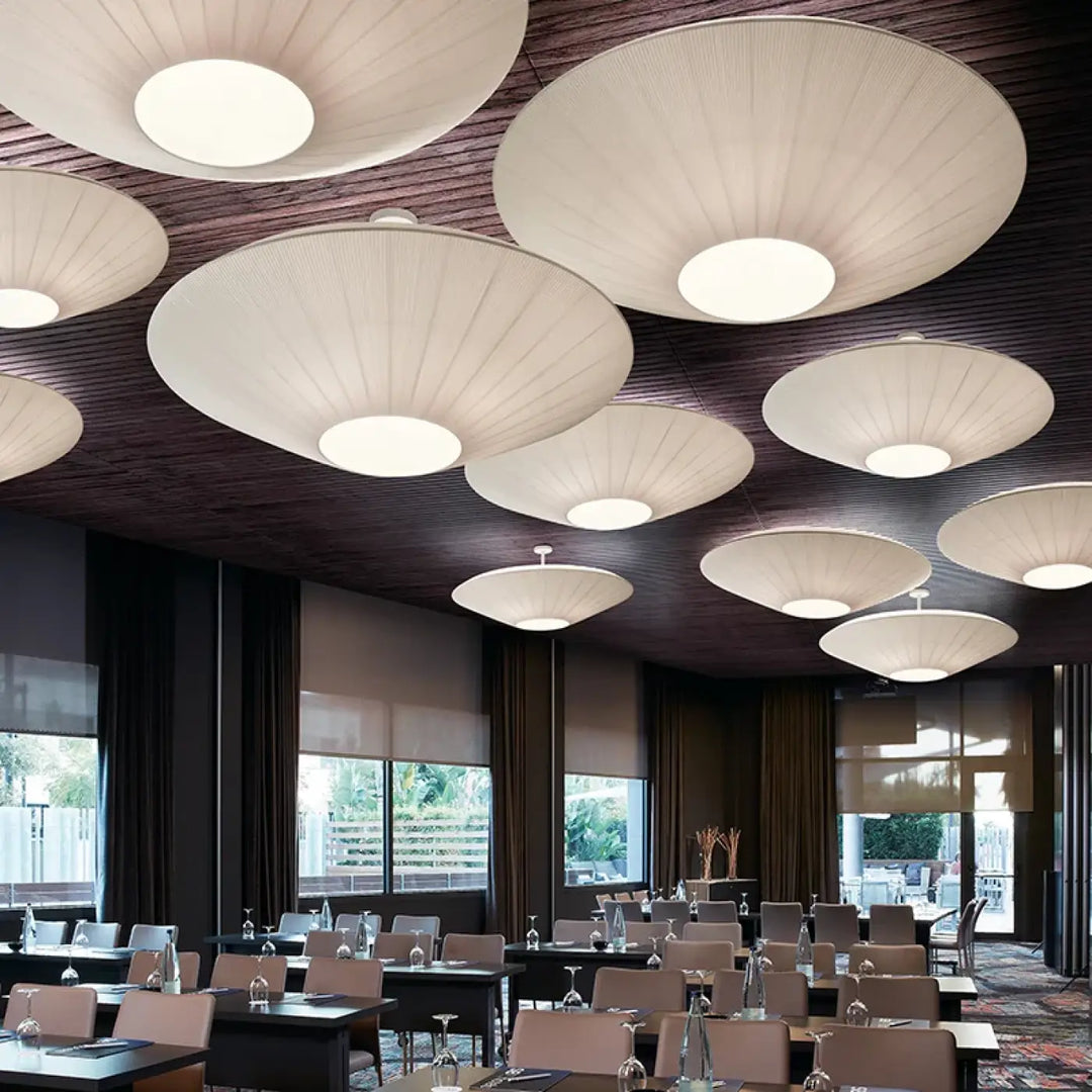 Plafonnier Design Rond Effet Tissu Lumineux Et Sculptural Élégant