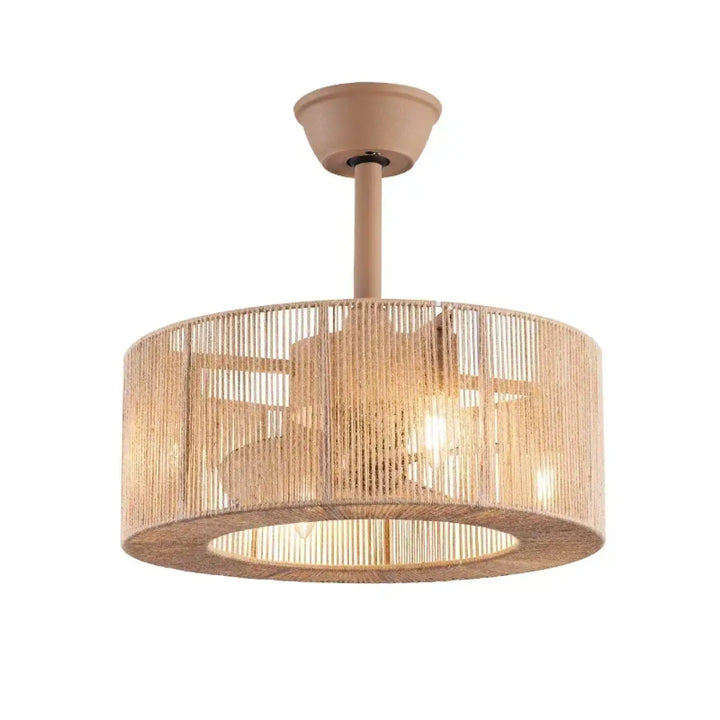 Plafonnier design en rotin tressé cylindrique moderne


