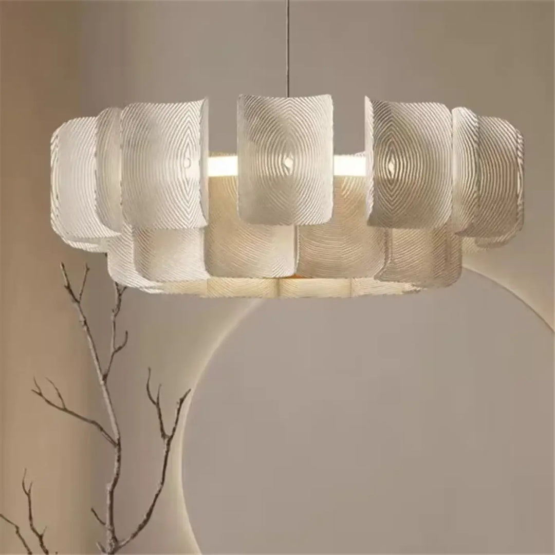 Plafonnier floral design pétales lumineuses blanc raffiné
