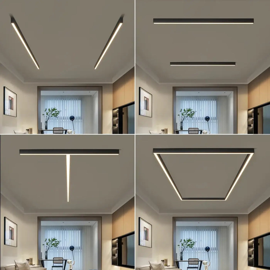 Plafonnier encastré LED linéaire style moderne minimaliste

