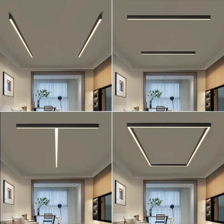 Plafonnier encastré LED linéaire style moderne minimaliste

