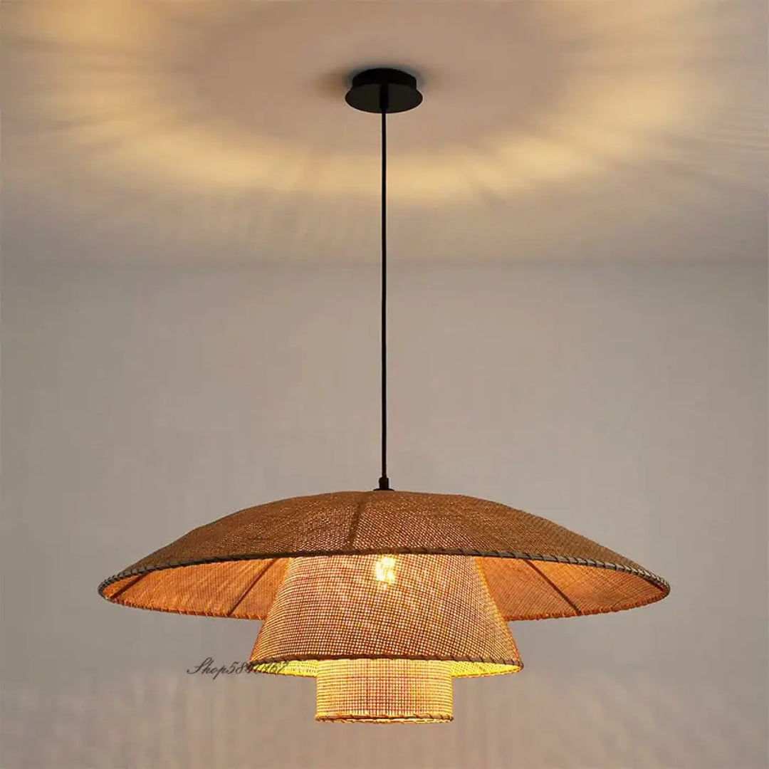 Plafonnier fleur en bois design naturel sculpté style beige