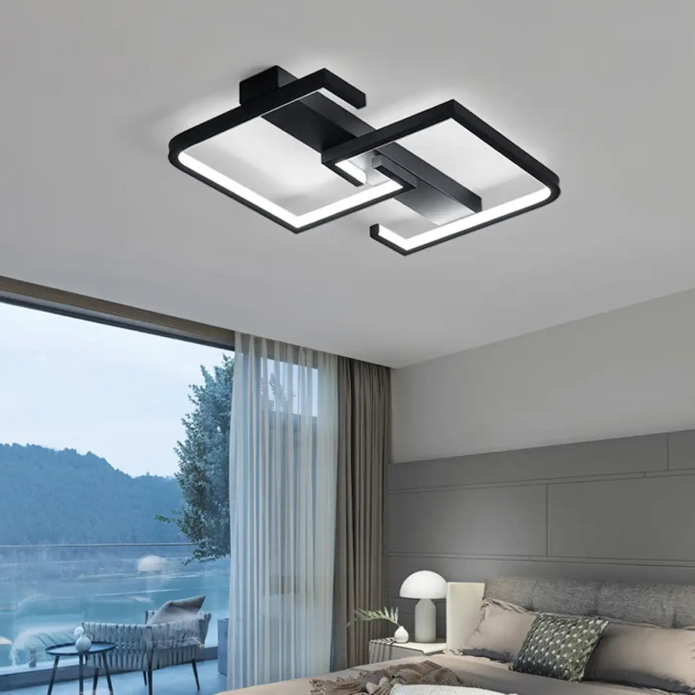 Plafonnier géométrique noir style minimaliste au design moderne
