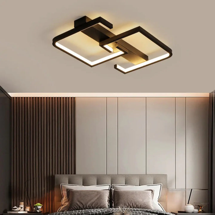 Plafonnier géométrique noir style minimaliste au design moderne