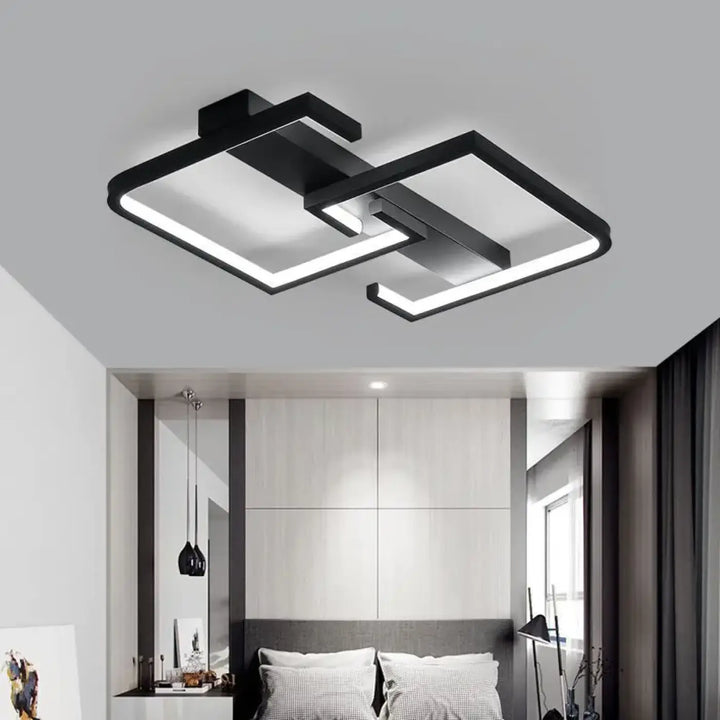 Plafonnier géométrique noir style minimaliste au design moderne
