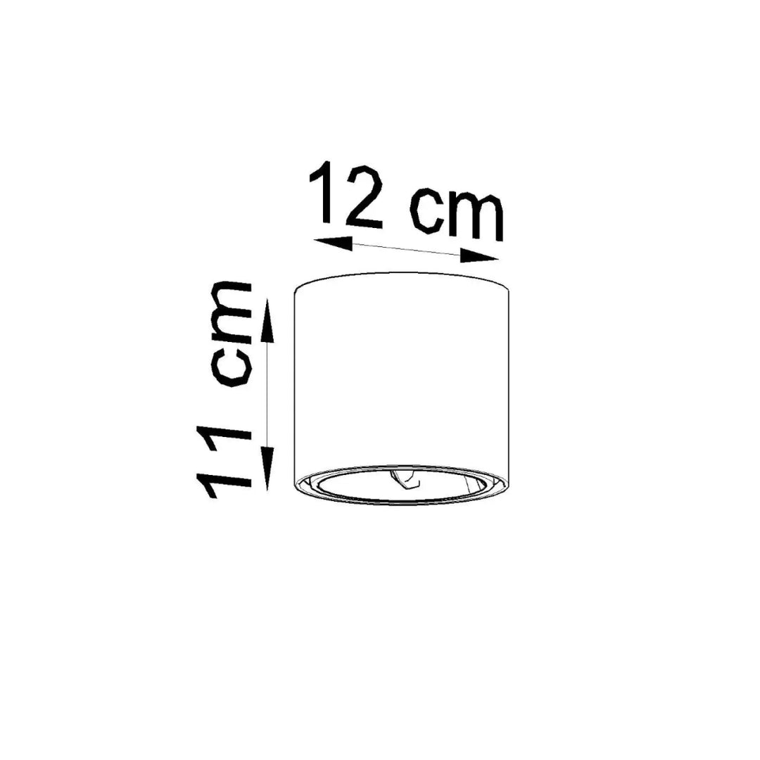 Plafonnier tiube gris avec forme minimaliste cylindrique de 12 cm diamètre et 11 cm hauteur en ligne noire