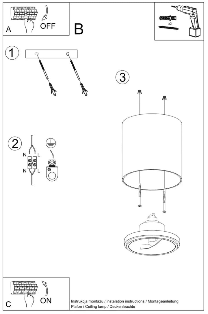 Plafonnier tiube gris avec abat-jour en verre dépoli et fixation métal en forme minimaliste plafonnier moderne