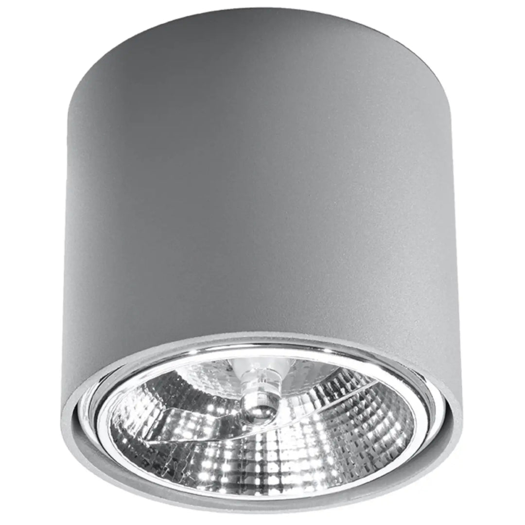 Plafonnier tiube gris avec forme minimaliste moderne et rim métallique réfléchissant pour éclairage intérieur