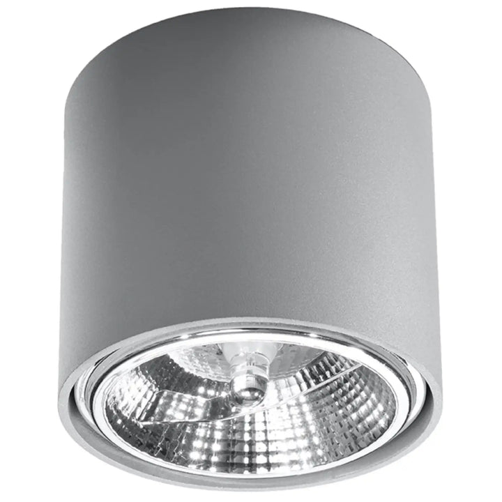 Plafonnier tiube gris avec forme minimaliste moderne et rim métallique réfléchissant pour éclairage intérieur