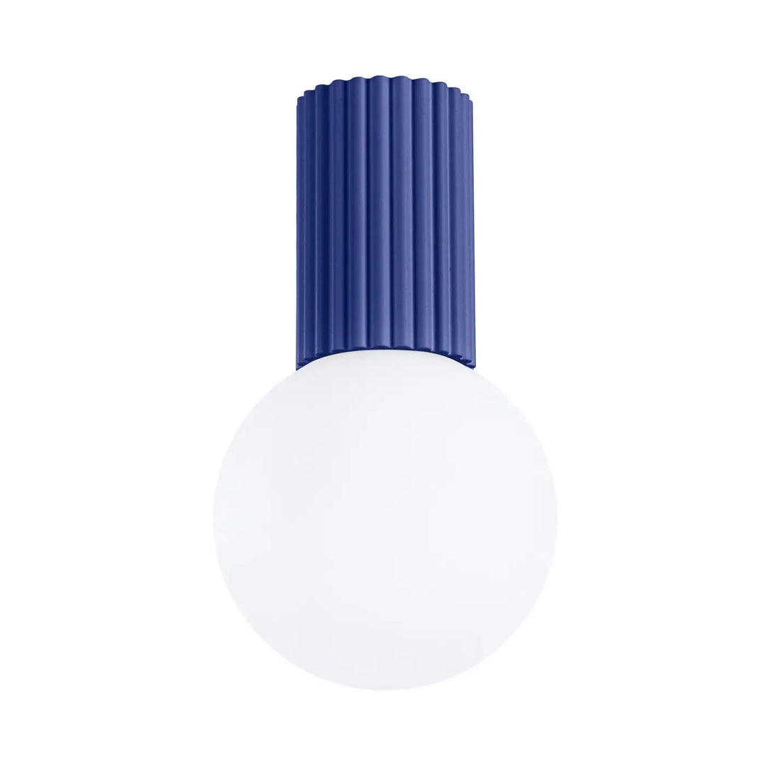 Luminaire plafonnier halo bleu ultramarin avec sphère laiteuse en verre pour bureau décorative avec lampe halo