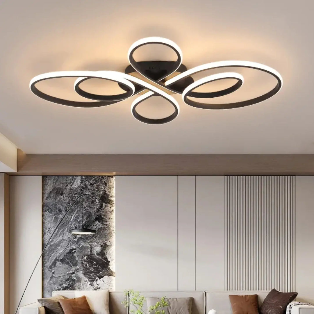 Plafonnier innovant avec courbes modernes en led design élégant