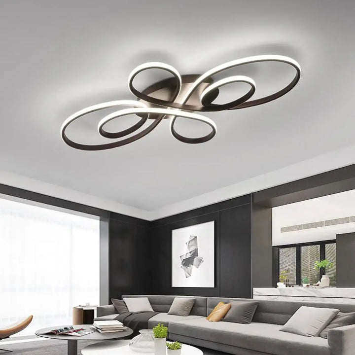 Plafonnier innovant avec courbes modernes en led design élégant