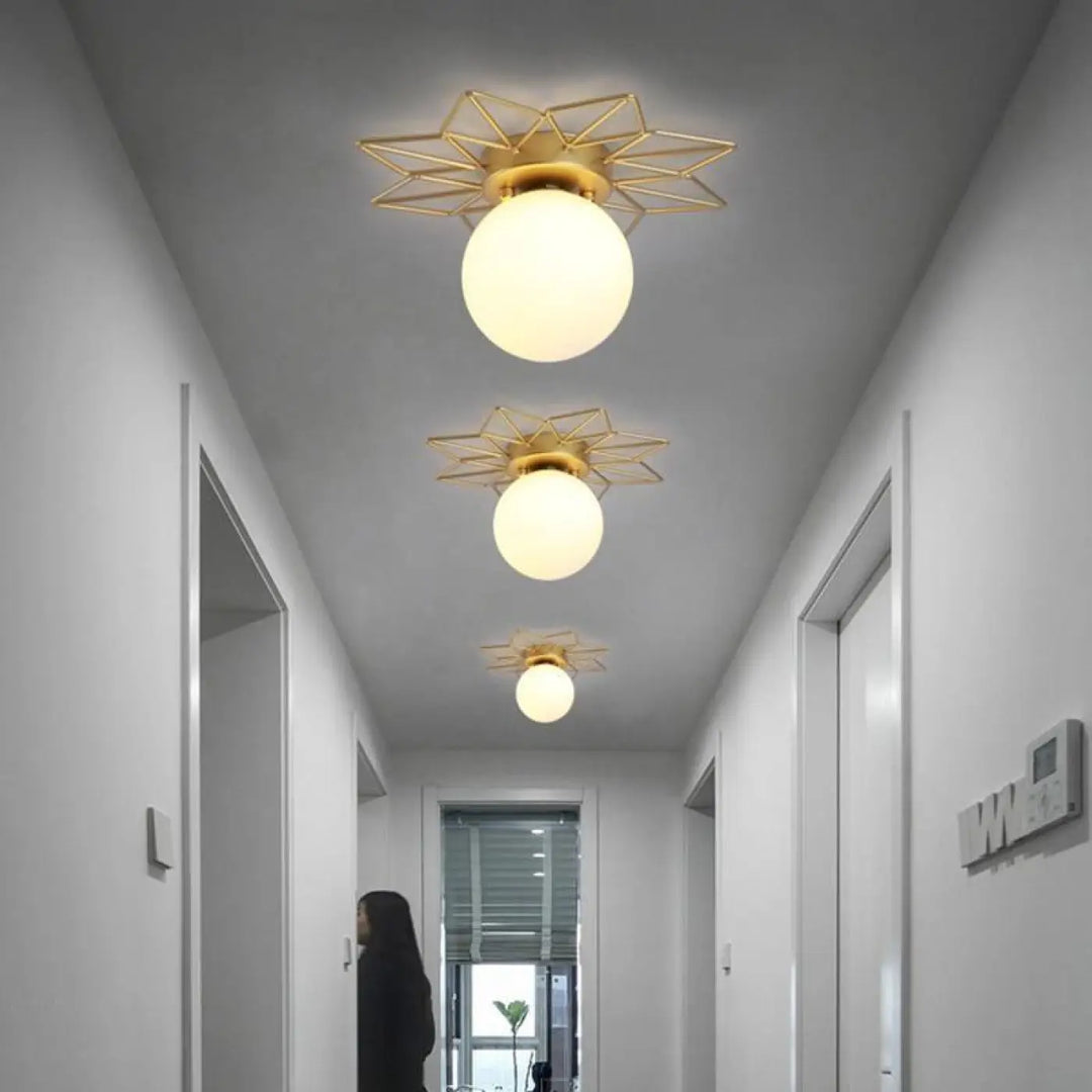 Plafonnier Laiton Doré Élégant Soleil Central