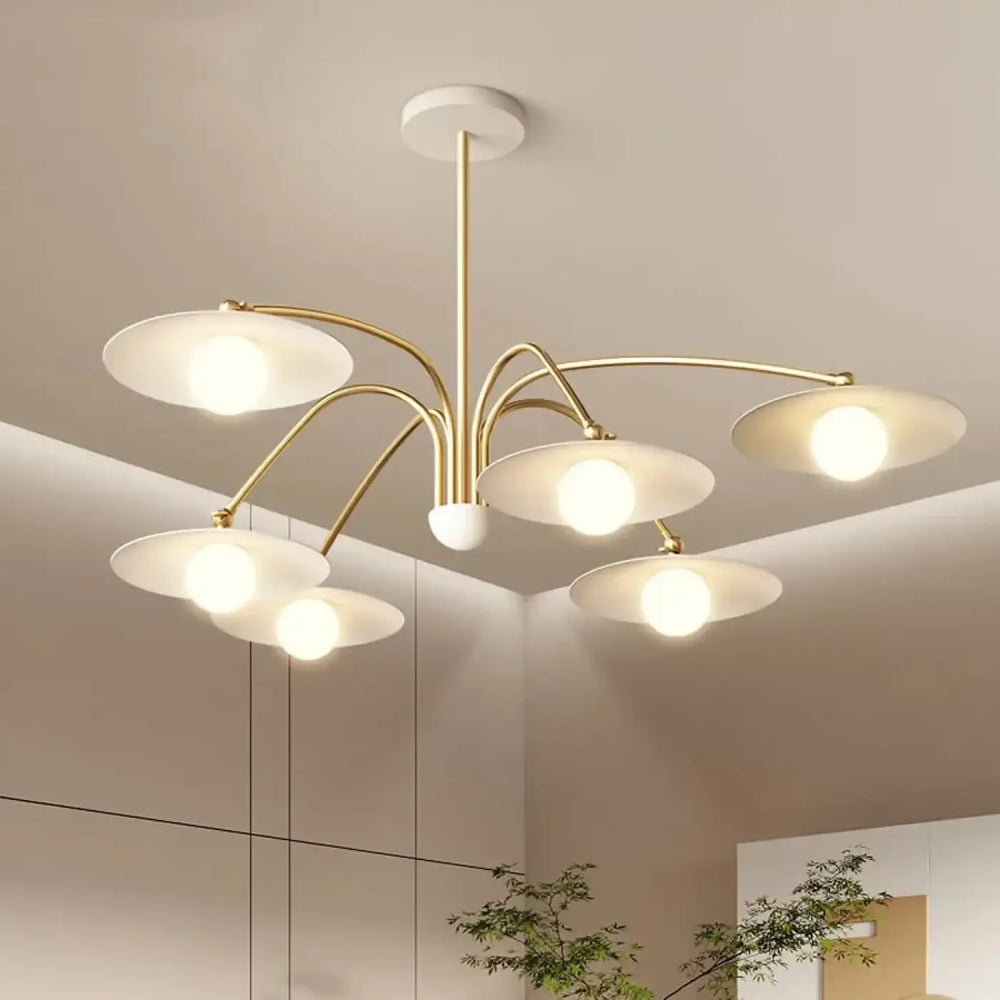 Plafonnier led art déco blanc et doré à bras pivotants