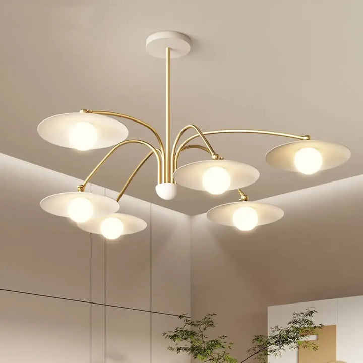 Plafonnier led art déco blanc et doré à bras pivotants