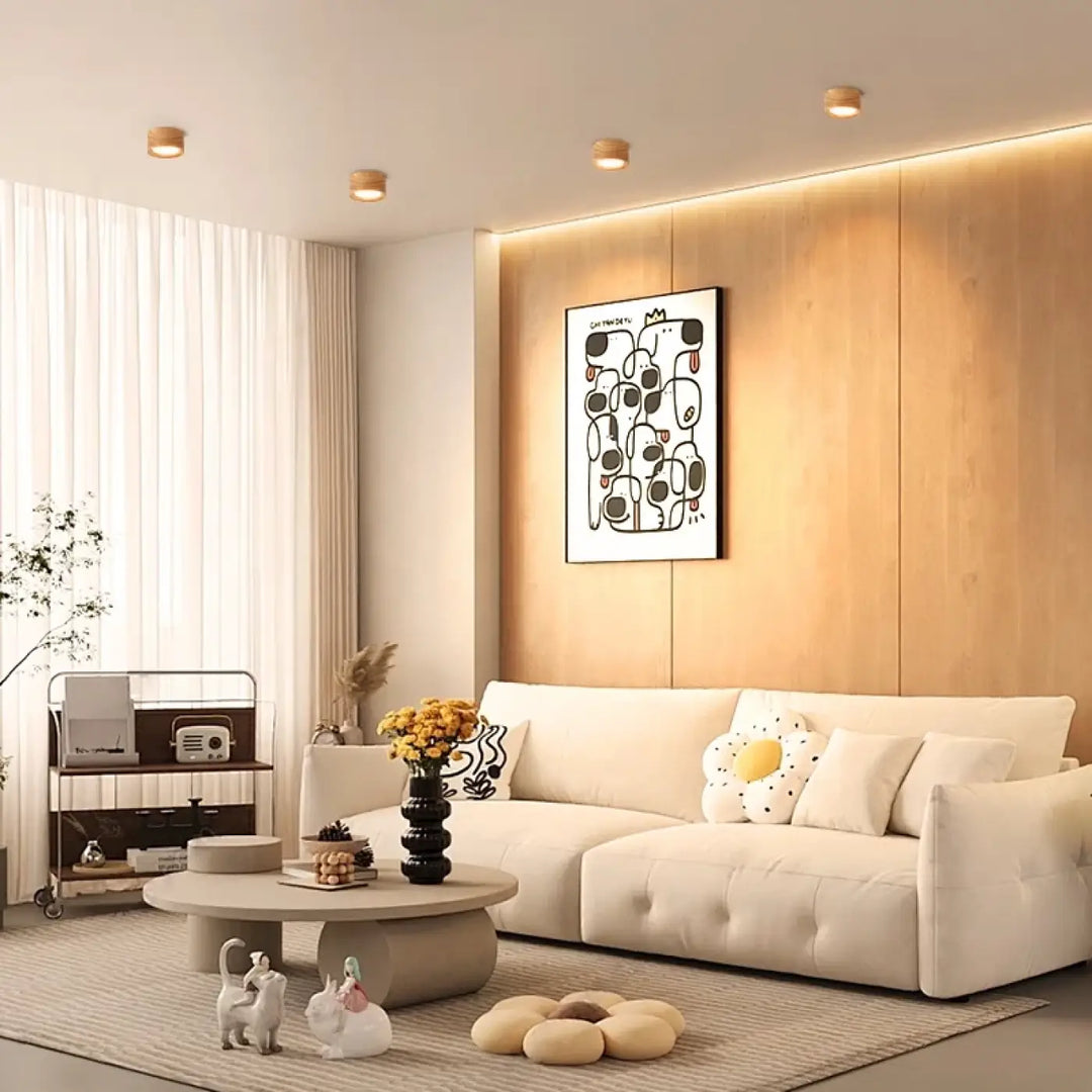 Plafonnier led beige encastré pour salon ou couloir élégant