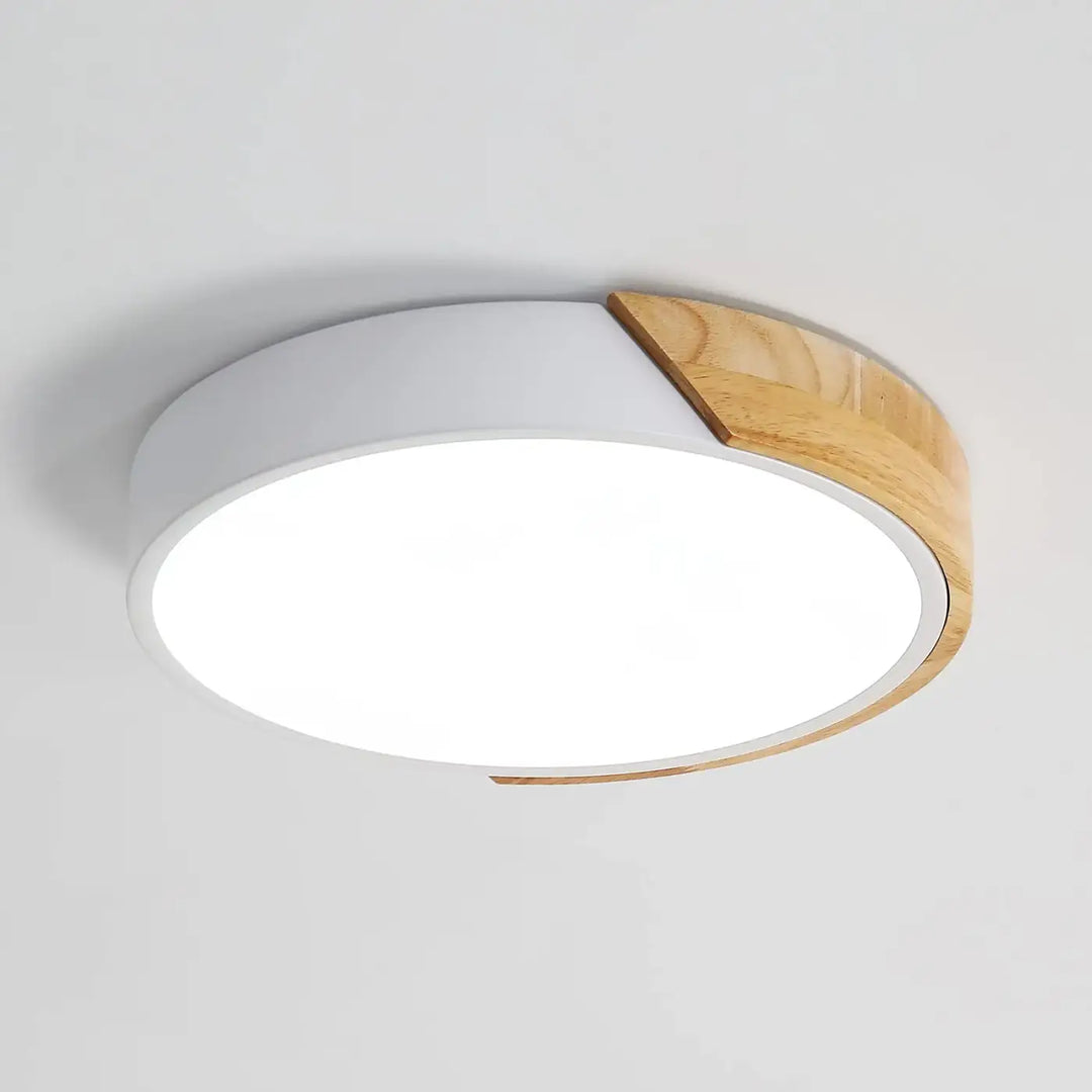 Plafonnier led blanc style scandinave élégant bois clair