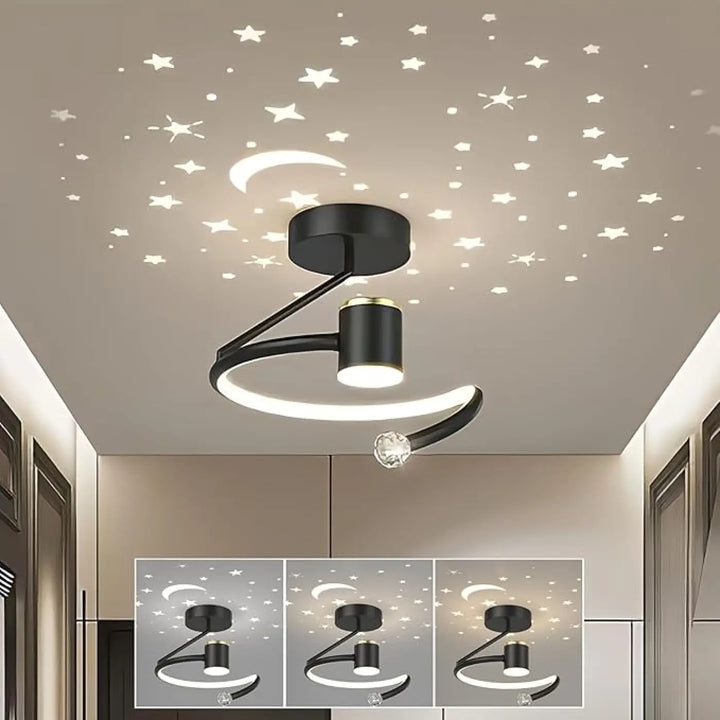 Plafonnier led décoratif lune et étoiles design moderne
