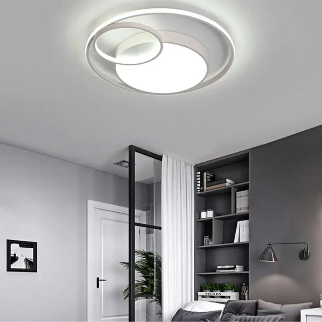 Plafonnier contemporain forme circulaire blanc raffinée