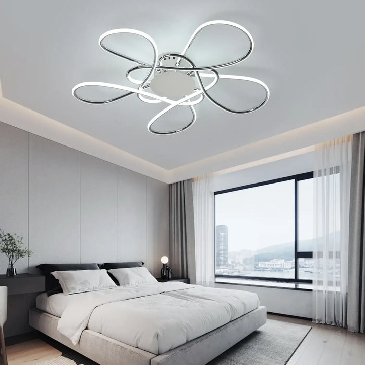 Plafonnier LED Design Floral Avec Rubans Lumineux Style Moderne
