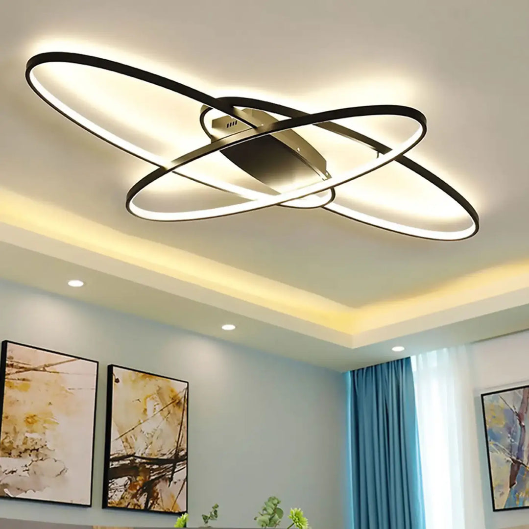 Plafonnier led design moderne à anneaux croisés moderne