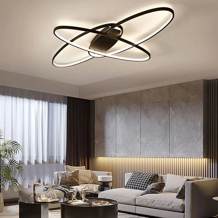 Plafonnier led design moderne à anneaux croisés moderne
