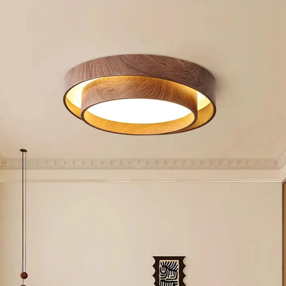 Plafonnier led effet bois naturel style scandinave elegant