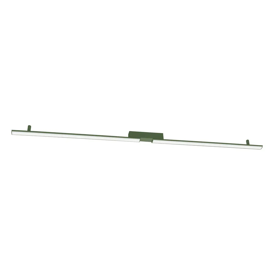 Luminaire plafonnier lagom vert olive 4000k avec plafonniers linéaires en trois longueurs et finition ocre rouge