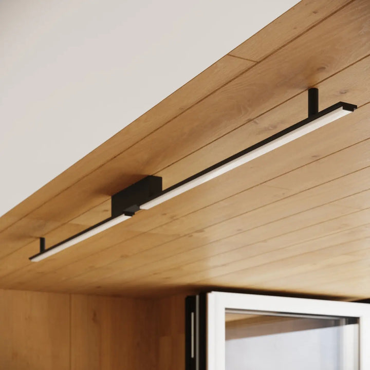 Luminaire plafonnier lagom vert olive 4000k plafonniers linéaires noirs montés sur plafond en bois trois longueurs ocre rouge