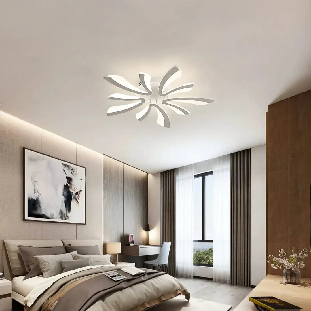 Plafonnier LED moderne design floral blanc sculptural

