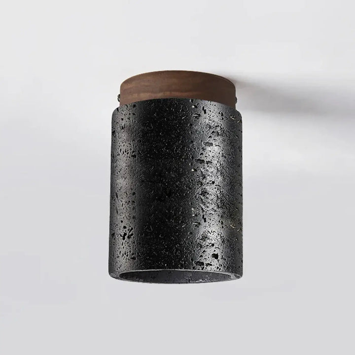 Plafonnier led noir texturé avec détails bois élégant style