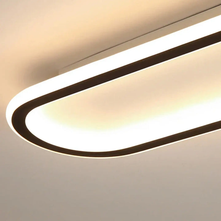 Plafonnier led ovale design minimaliste moderne noir épuré
