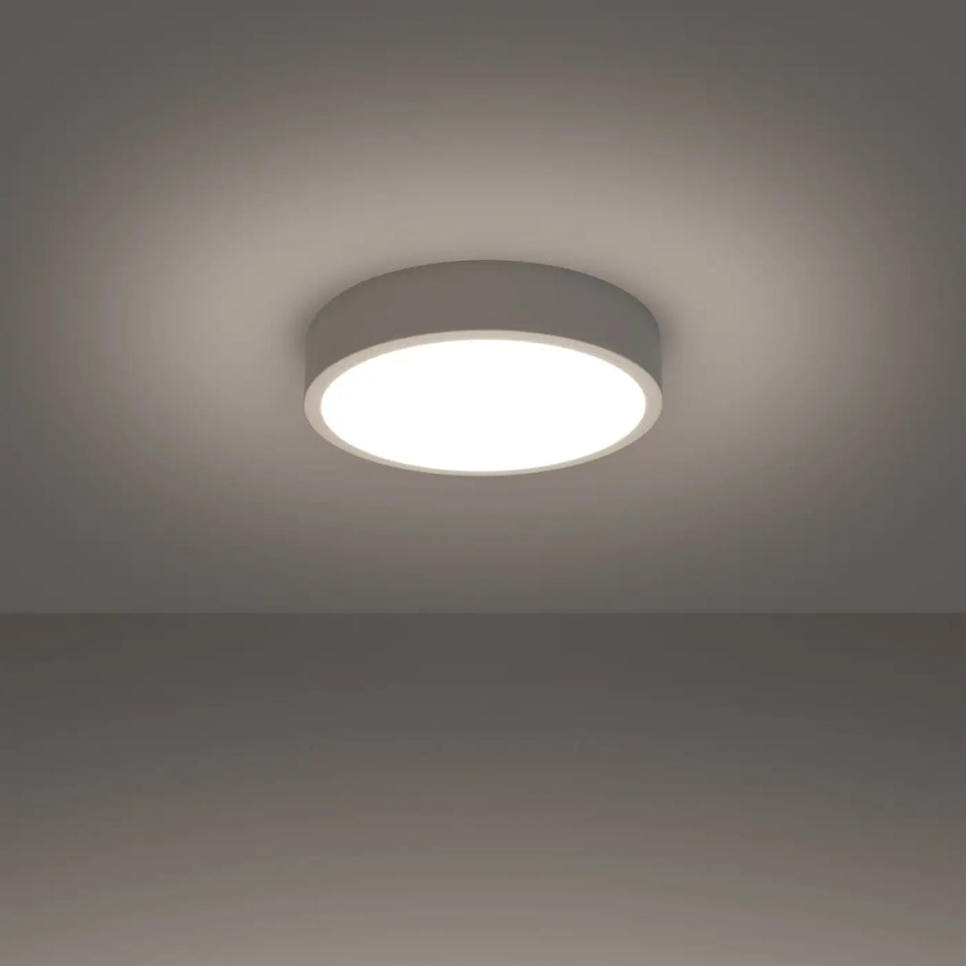 Luminaire plafonnier onyx 30 blanc led 3000k avec design plafond rond en couleurs intemporelles pour recherche d’un éclairage doux