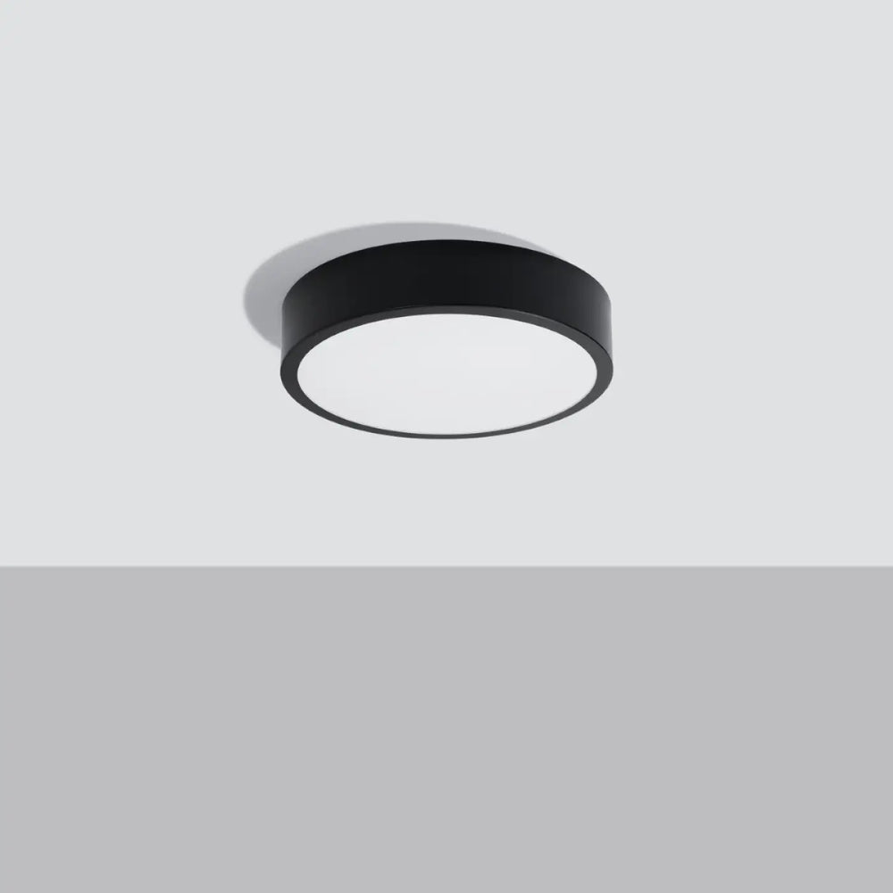Plafonnier rond noir onyx 30 led 3000k avec finition mate pour une recherche d’éclairage sans poussière s’accumule