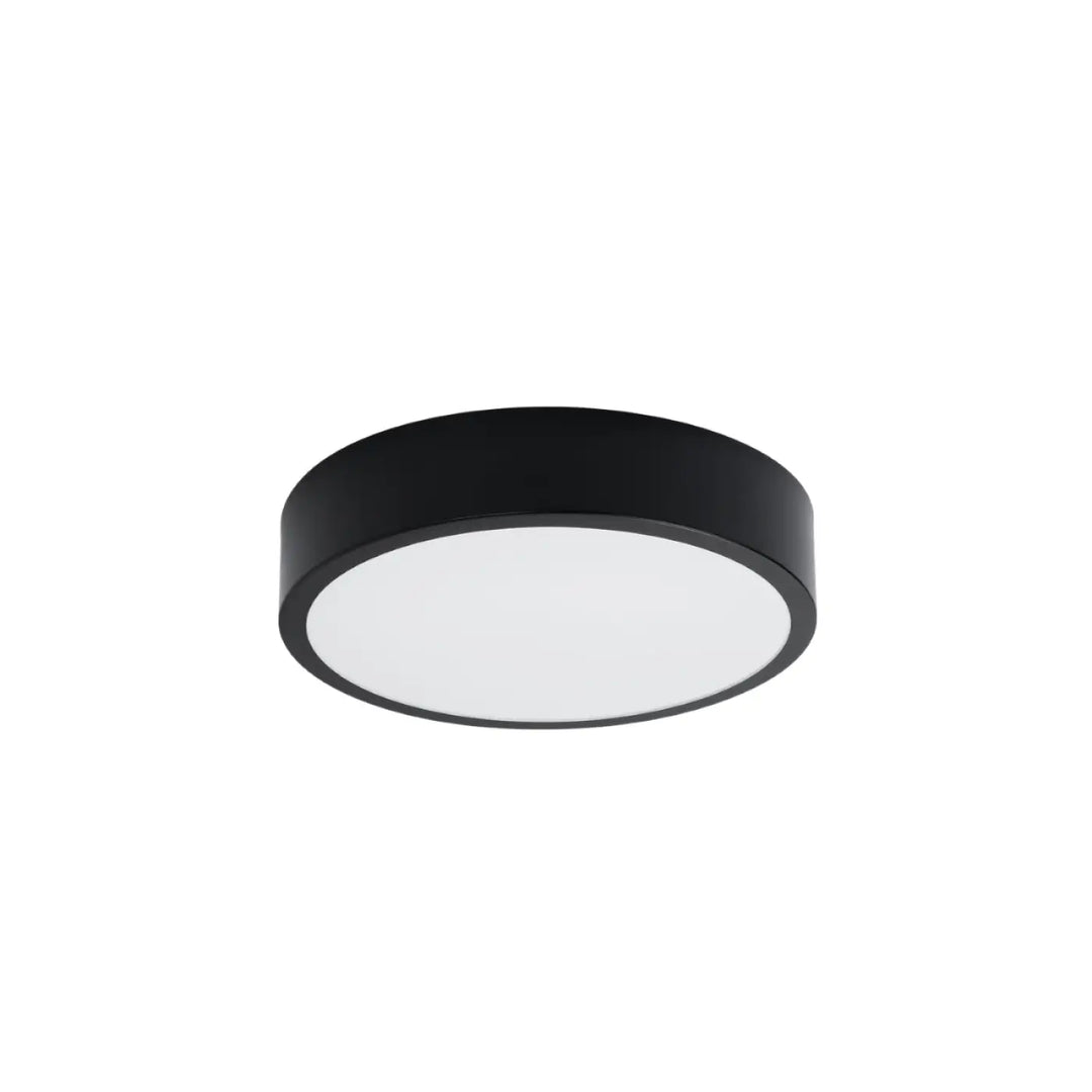 Luminaire plafonnier onyx 30 noir rond avec finition matte et éclairage diffus idéal pour plafond rond et sans poussière s’accumule