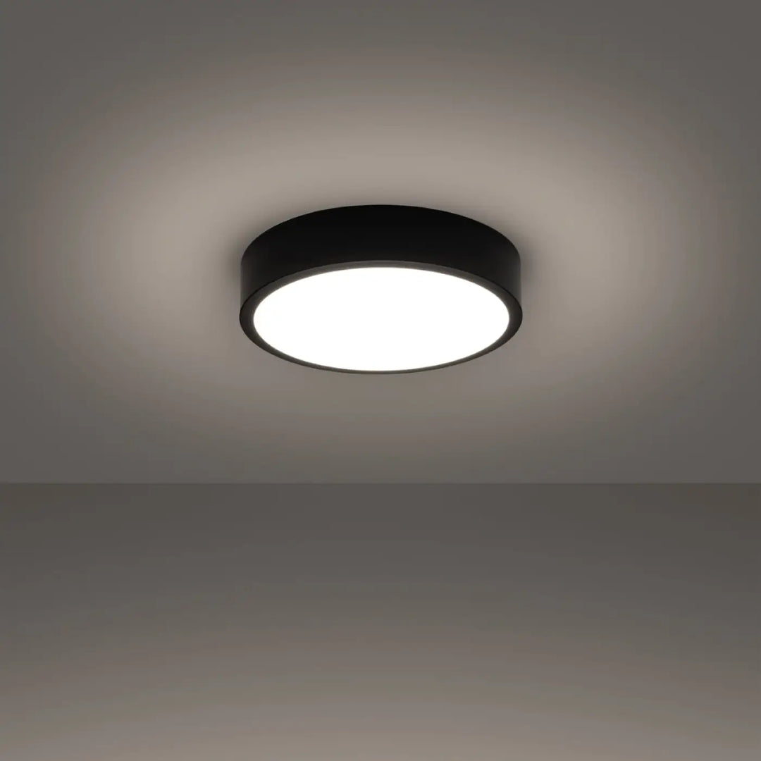 Luminaire plafonnier onyx 30 noir rond avec éclairage led 3000k moderne idéal pour recherche d’un éclairage sans poussière s’accumule