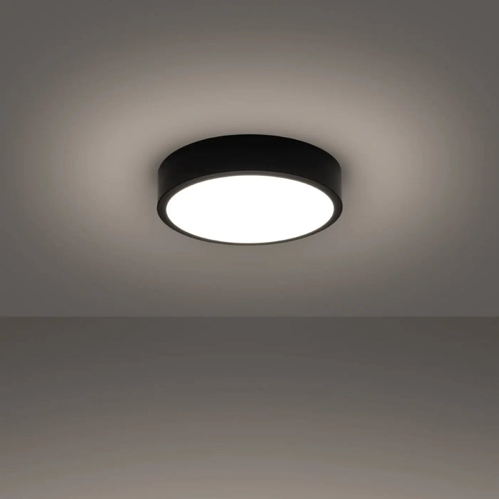 Luminaire plafonnier onyx 30 noir rond avec éclairage led 3000k moderne idéal pour recherche d’un éclairage sans poussière s’accumule