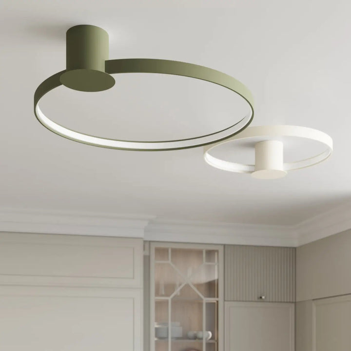 Luminaire plafonnier rio 110 vert olive avec anneaux led intégrés collection rio allient élégance minimaliste