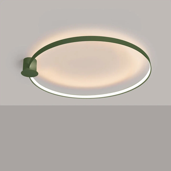 Luminaire plafonnier rio 110 3000k vert olive avec cadre métal élégant et anneaux led de la collection rio allient