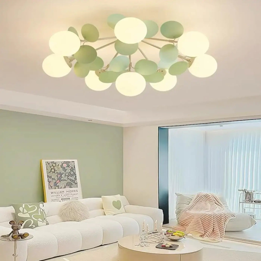 Plafonnier design en globes led éclairage blanc vert chic