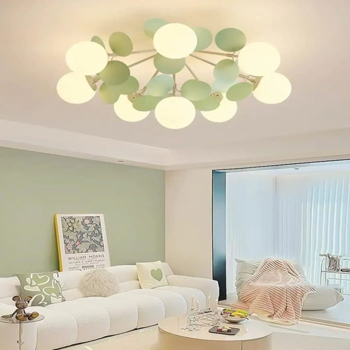 Plafonnier design en globes led éclairage blanc vert chic