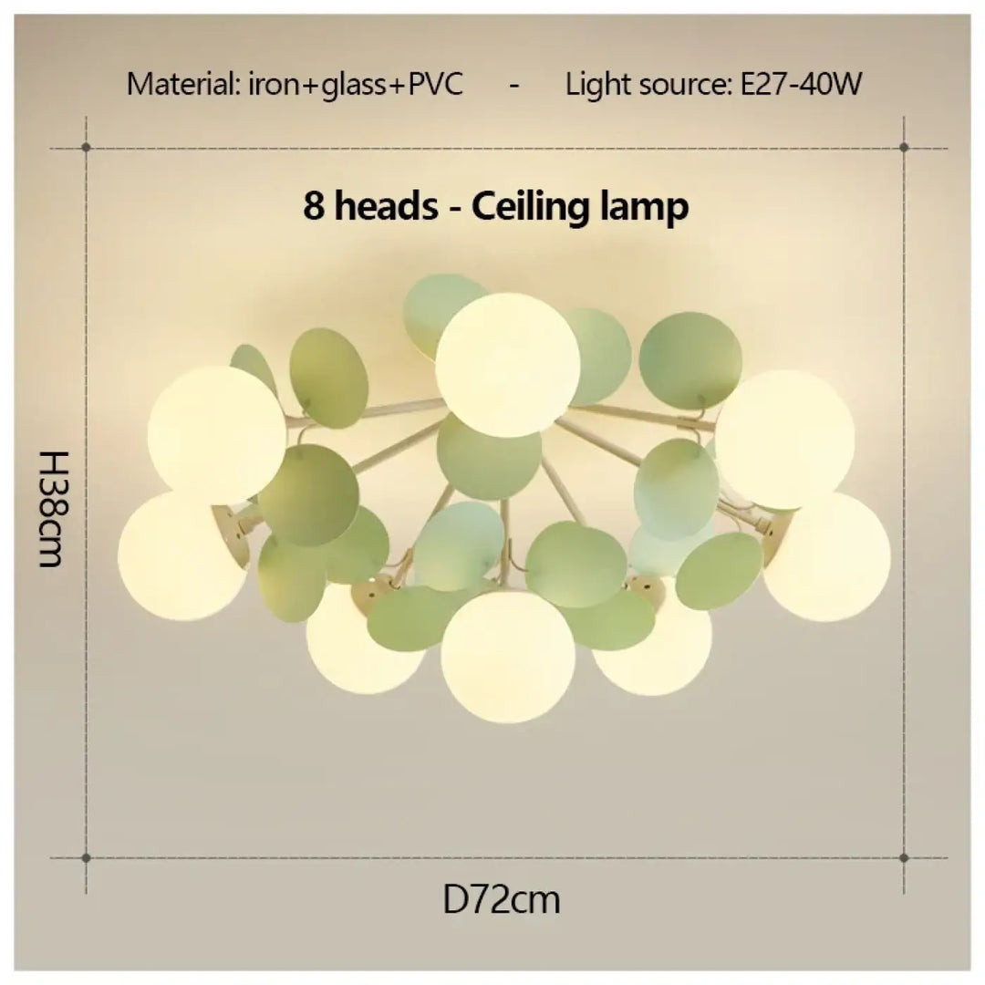 Plafonnier design en globes led éclairage blanc vert chic