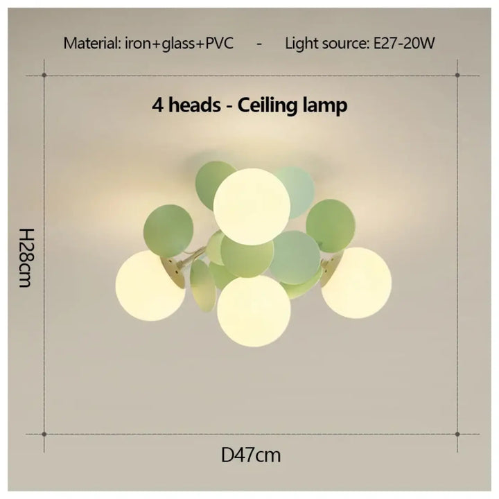 Plafonnier design en globes led éclairage blanc vert chic