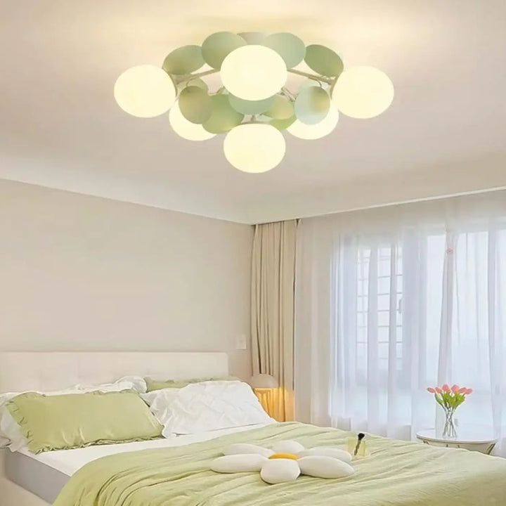 Plafonnier design en globes led éclairage blanc vert chic