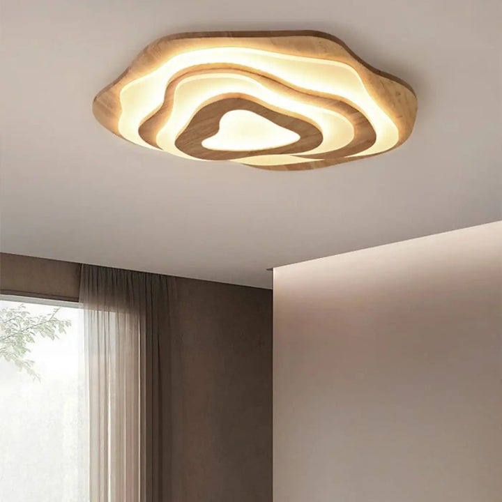 Plafonnier luminaire led organique en bois naturel chic