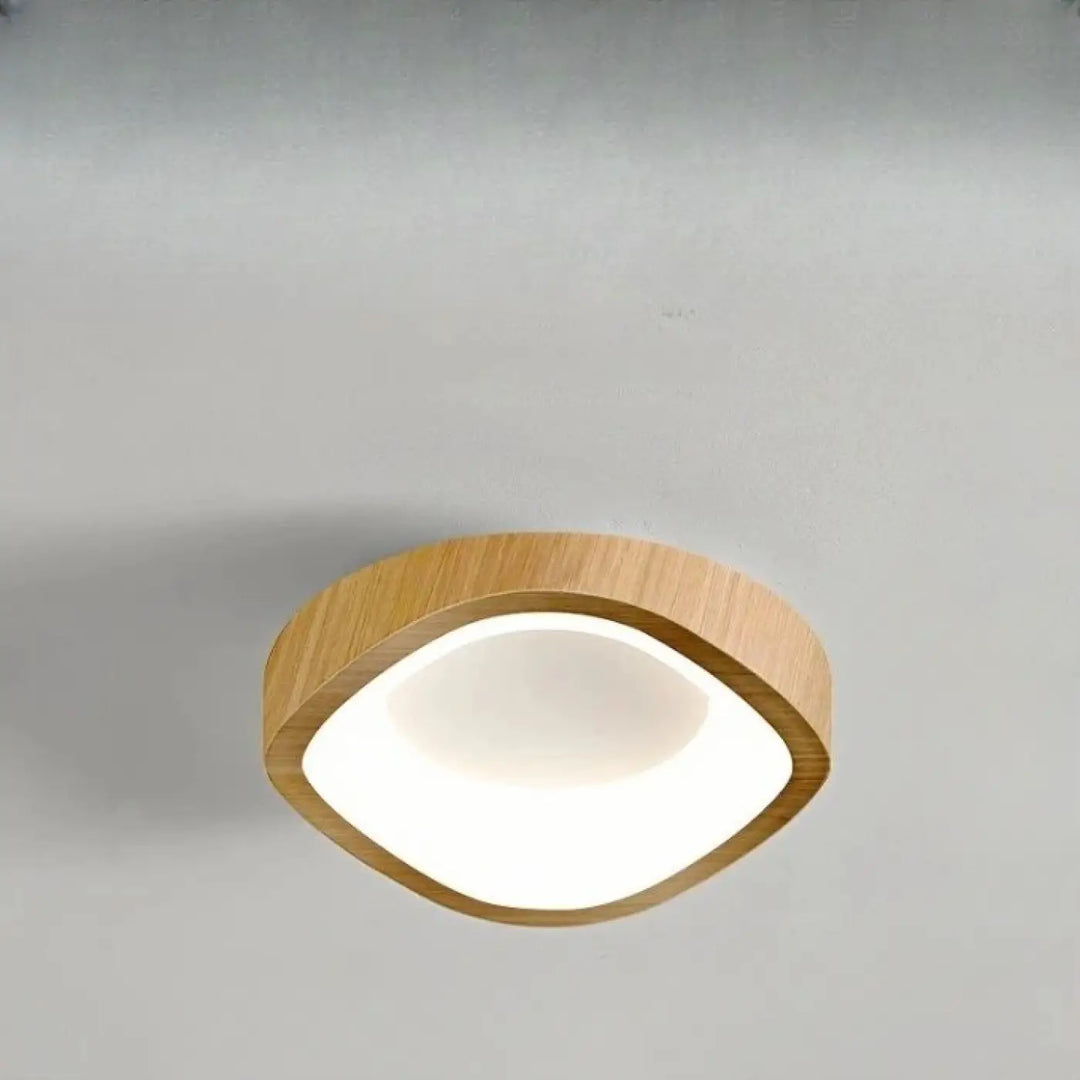 Luminaire plafonnier konja en design minimaliste nordique avec cadre bois chaleureux et panneau blanc pour chambre à coucher