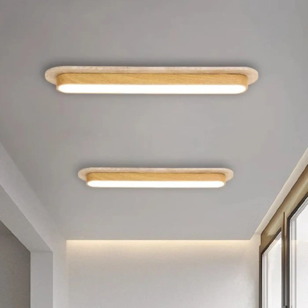 Luminaire plafonnier sabrih avec bois courbé naturel et led intégré pour un plafonnier moderne à lumière blanche douce